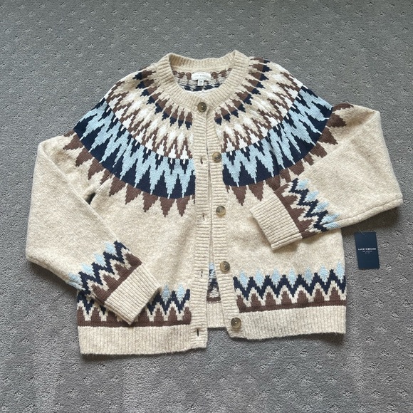 Lucky Brand Fair Isle Knit Cardigan Size Large - Picture 1 of 4